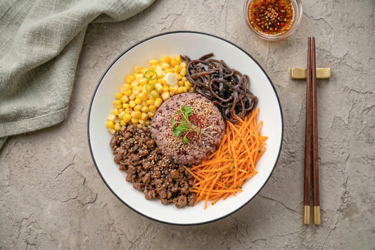 Korean Bibimbap with Purple Mix Grains