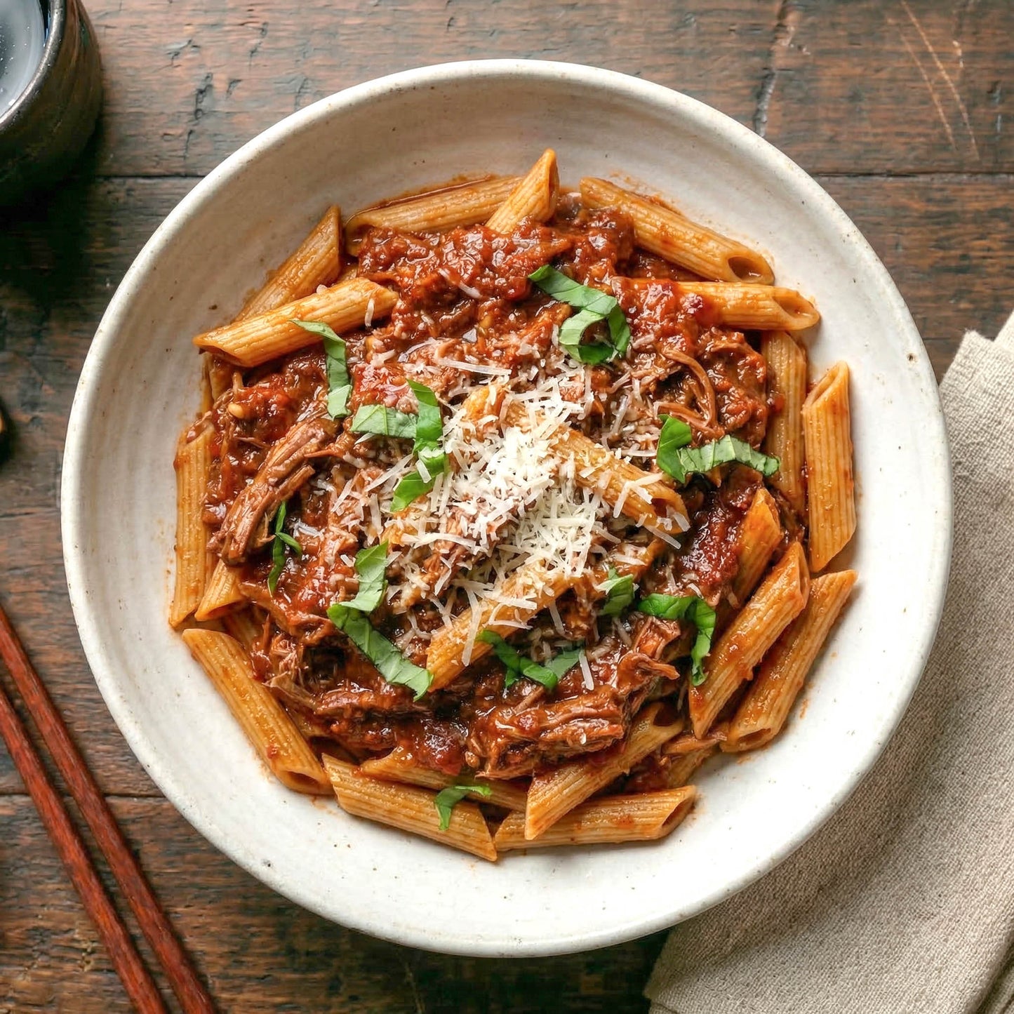Slow Braised Bolognese with Semolina Penne