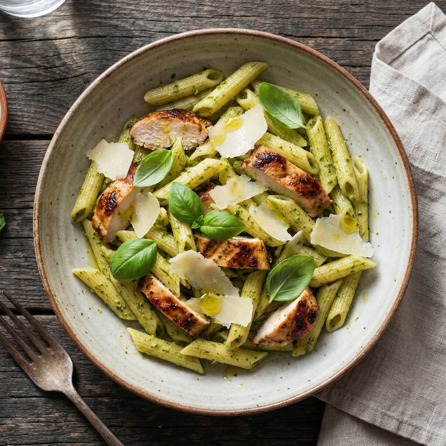 Nut-Free Pesto Chicken with Semolina Penne
