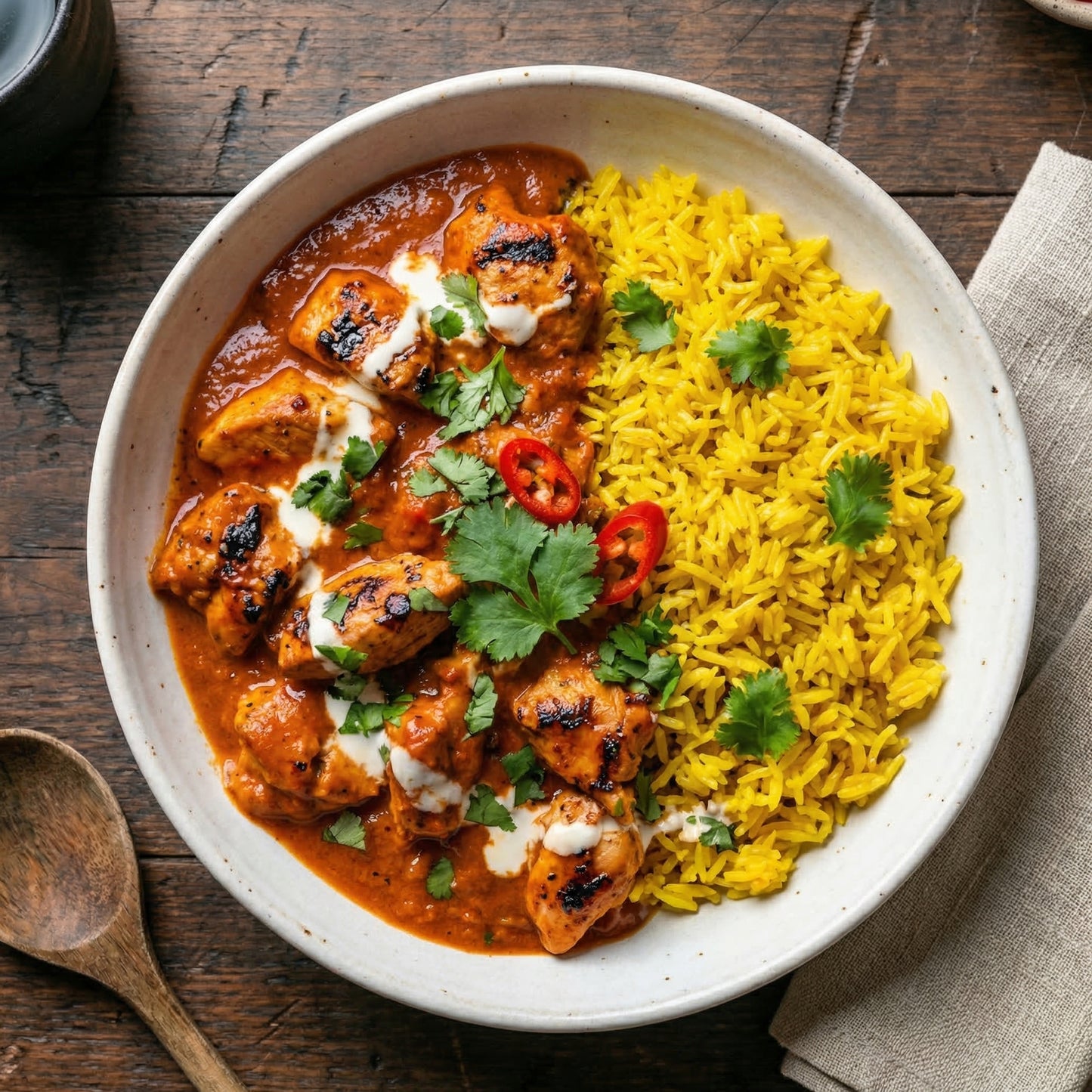 Low Fat Butter Chicken with Turmeric Rice