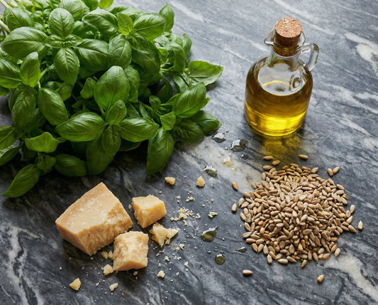 Nut-Free Pesto Chicken with Semolina Penne