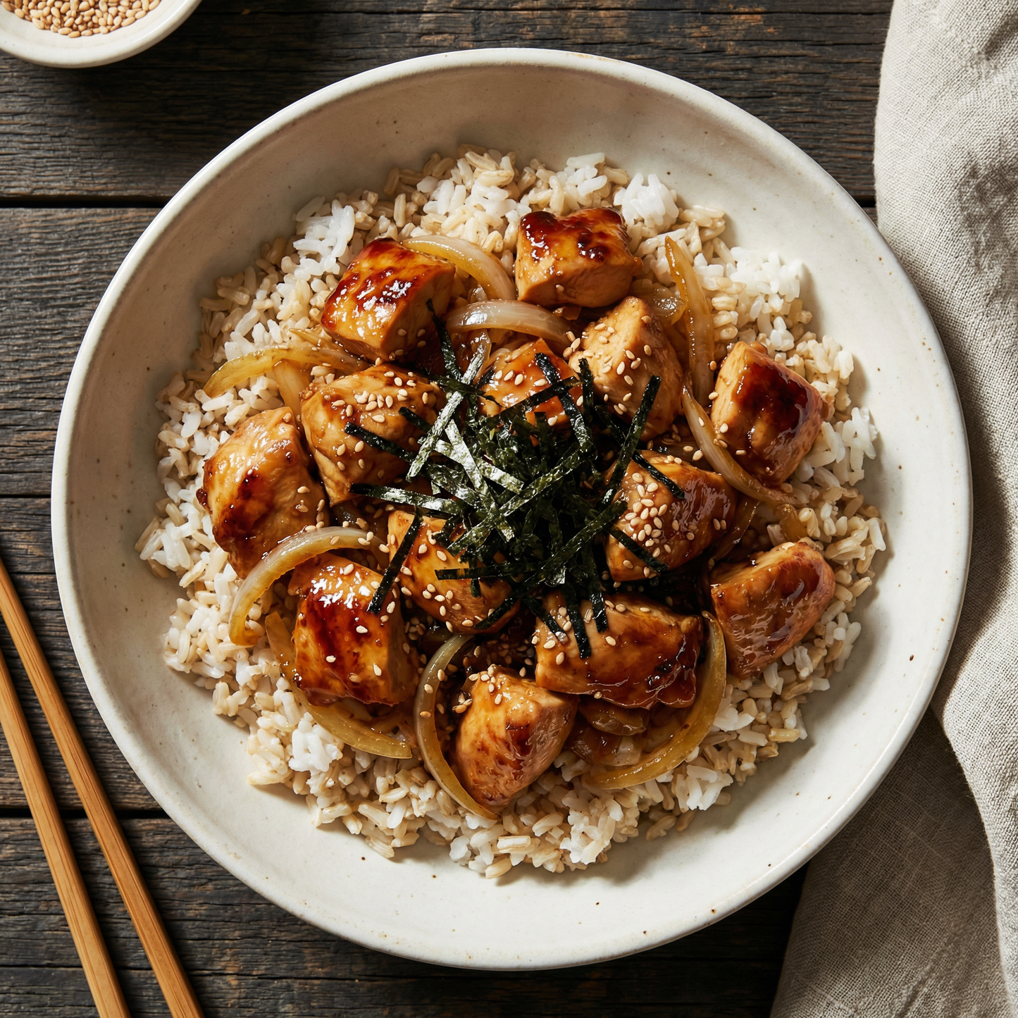 Grilled Teriyaki Chicken with Nori Sesame Rice