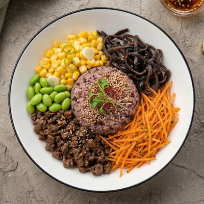 Korean Bibimbap with Purple Mix Grains